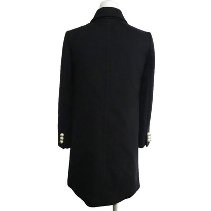 GUCCI Interlocking G GG Faux Pearl Button Long Coat Wool 38 Black - MNK4