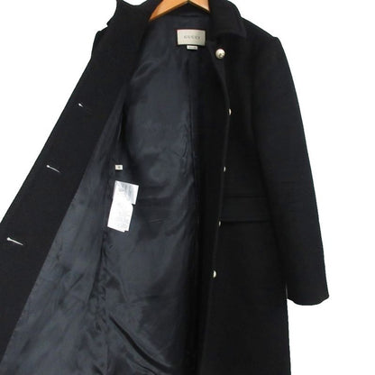 GUCCI Interlocking G GG Faux Pearl Button Long Coat Wool 38 Black - MNK4