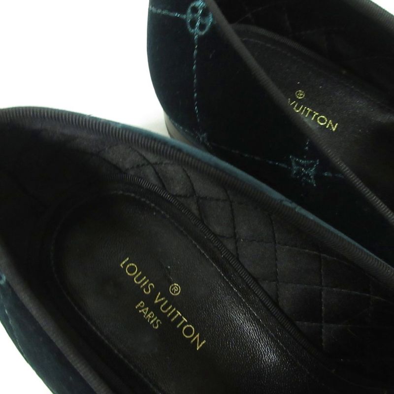 Louis Vuitton Auteuil Line Opera Shoes Loafers LV Logo Velvet Dress Shoes 6.5