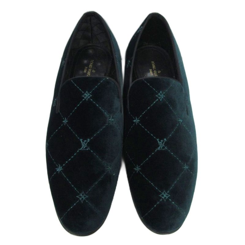 Louis Vuitton Auteuil Line Opera Shoes Loafers LV Logo Velvet Dress Shoes 6.5
