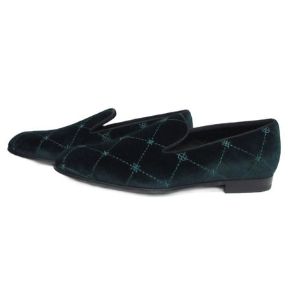 Louis Vuitton Auteuil Line Opera Shoes Loafers LV Logo Velvet Dress Shoes 6.5