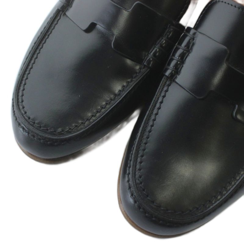 HERMES Sandals Lofa Leather Ankle Strap 38 24.5cm Black Brown XZ - GY19