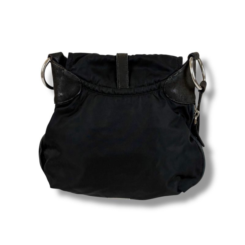 PRADA Triangle Logo Shoulder Bag Black Tessuto Nylon
