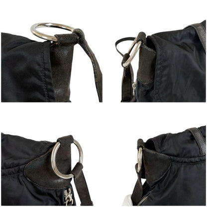 PRADA Triangle Logo Shoulder Bag Black Tessuto Nylon