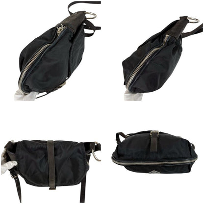 PRADA Triangle Logo Shoulder Bag Black Tessuto Nylon