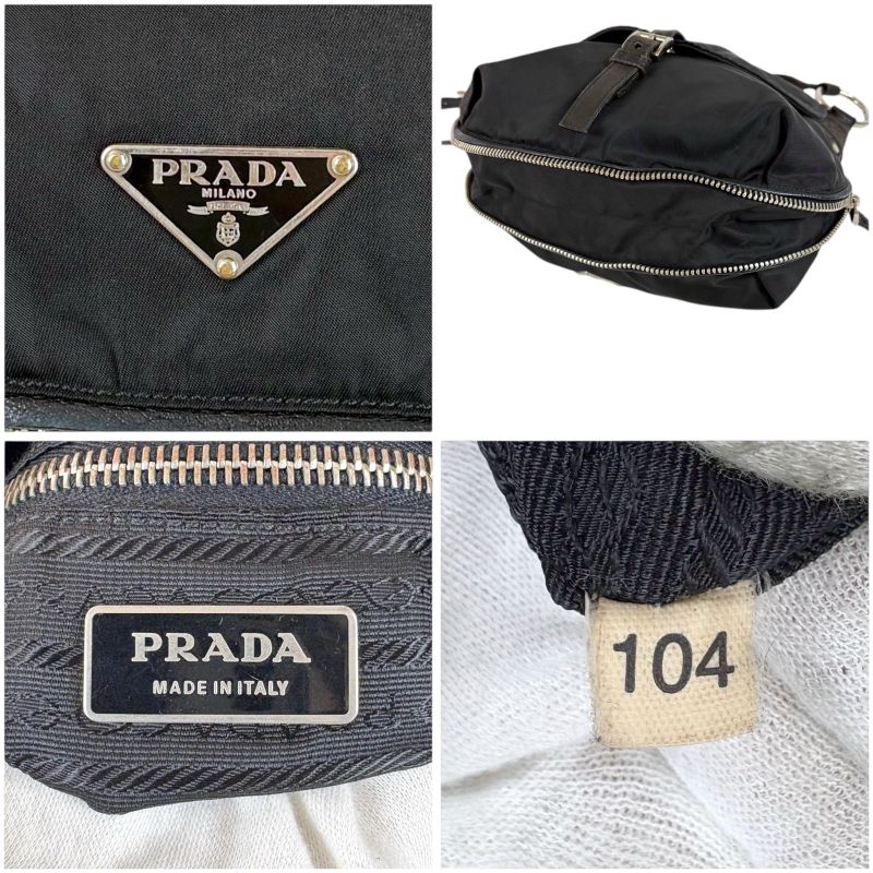 PRADA Triangle Logo Shoulder Bag Black Tessuto Nylon
