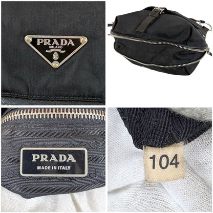 PRADA Triangle Logo Shoulder Bag Black Tessuto Nylon