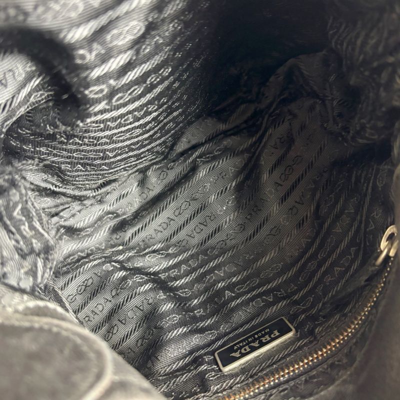 PRADA Triangle Logo Shoulder Bag Black Tessuto Nylon