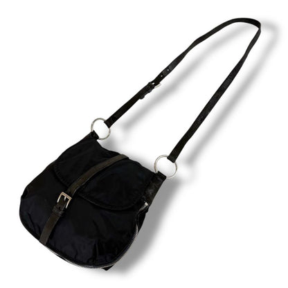 PRADA Triangle Logo Shoulder Bag Black Tessuto Nylon
