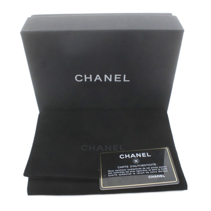 CHANEL Matelasse Coco Mark Velvet Coin Case Bifold Wallet No 31 Black KU - OH