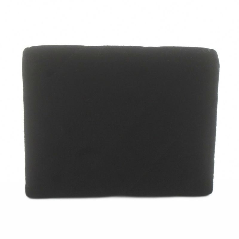 CHANEL Matelasse Coco Mark Velvet Coin Case Bifold Wallet No 31 Black KU - OH