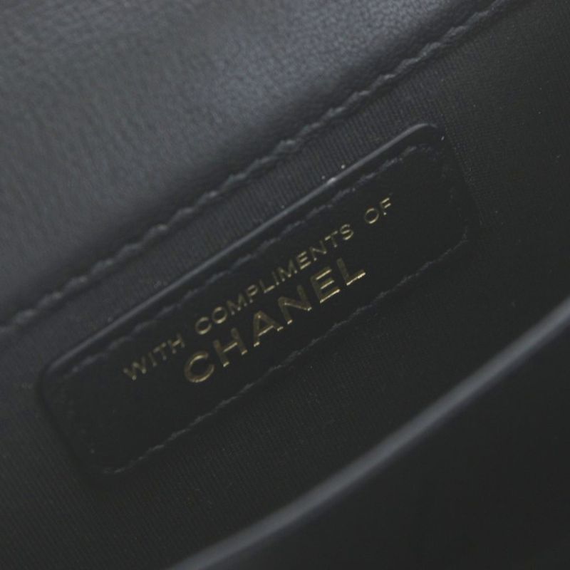 CHANEL Matelasse Coco Mark Velvet Coin Case Bifold Wallet No 31 Black KU - OH