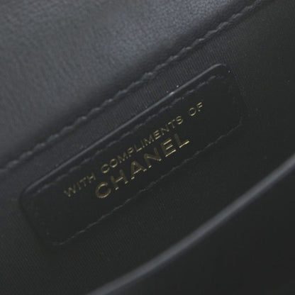 CHANEL Matelasse Coco Mark Velvet Coin Case Bifold Wallet No 31 Black KU - OH