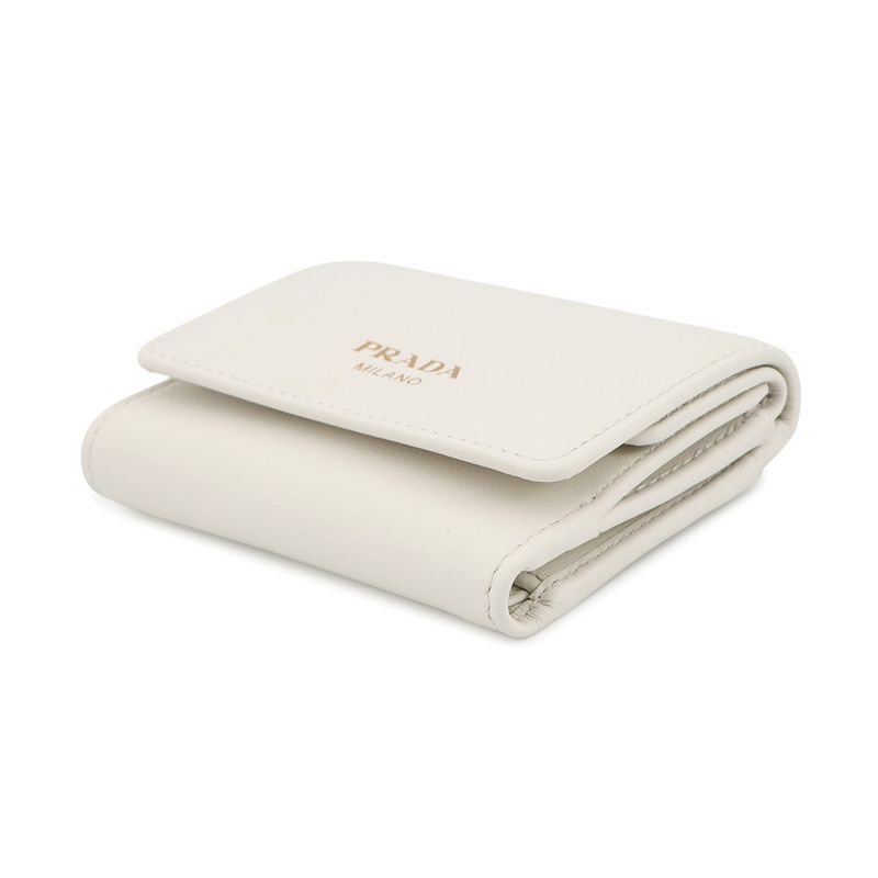 Prada Trifold Wallet Logo Leather White