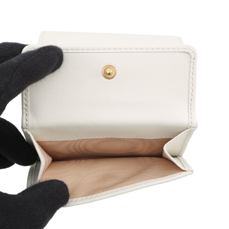Prada Trifold Wallet Logo Leather White