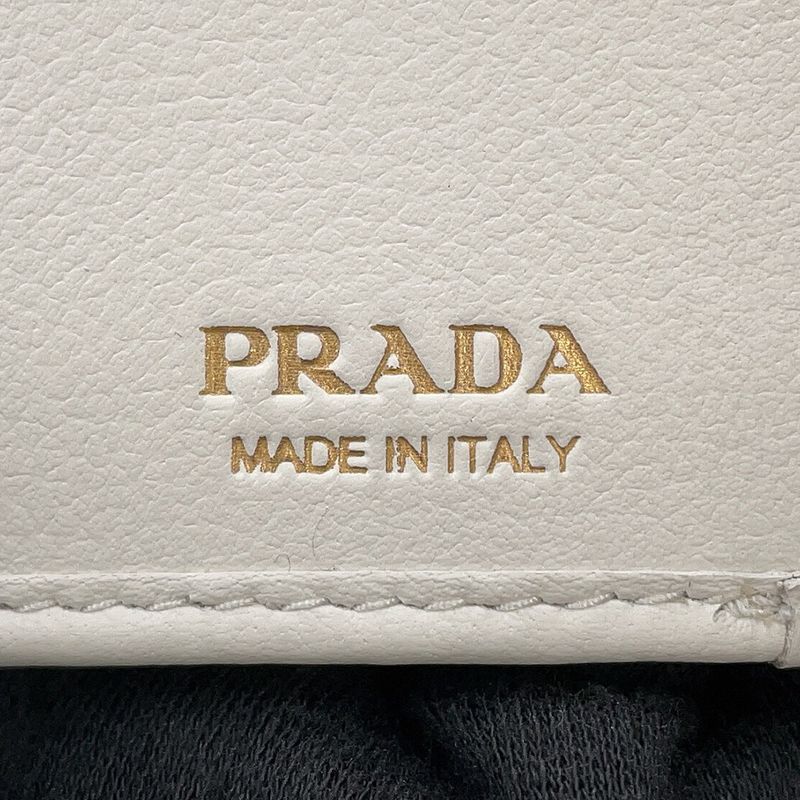 Prada Trifold Wallet Logo Leather White