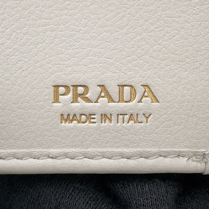 Prada Trifold Wallet Logo Leather White