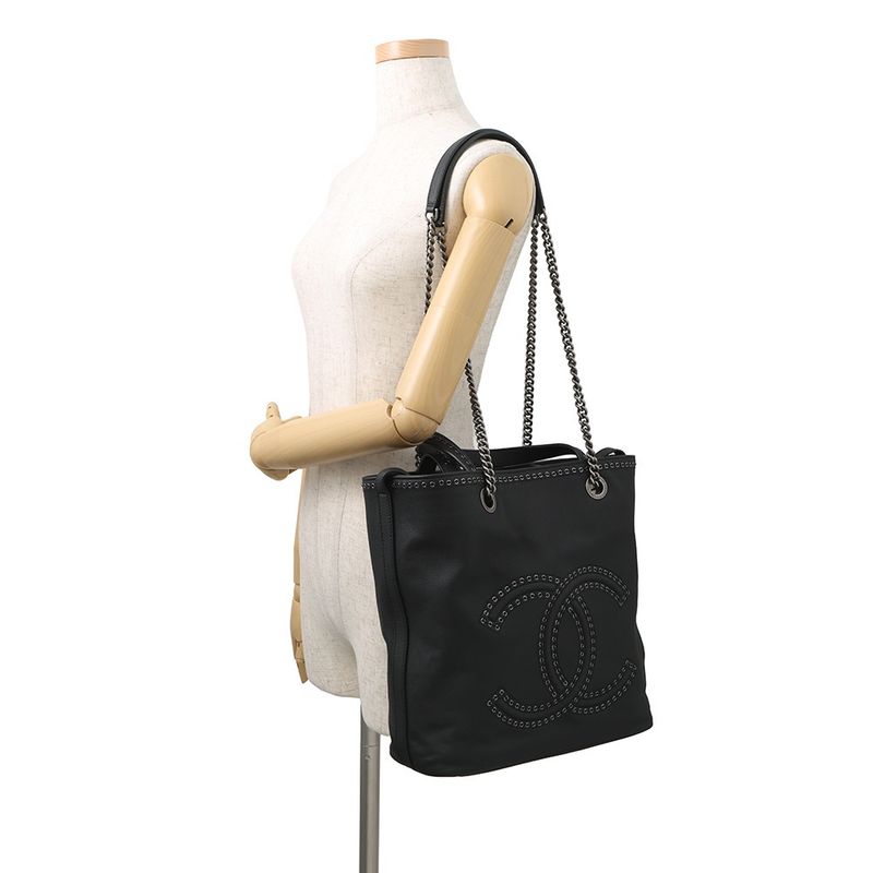 Chanel Tote CC Logo Cava Black 2-Way