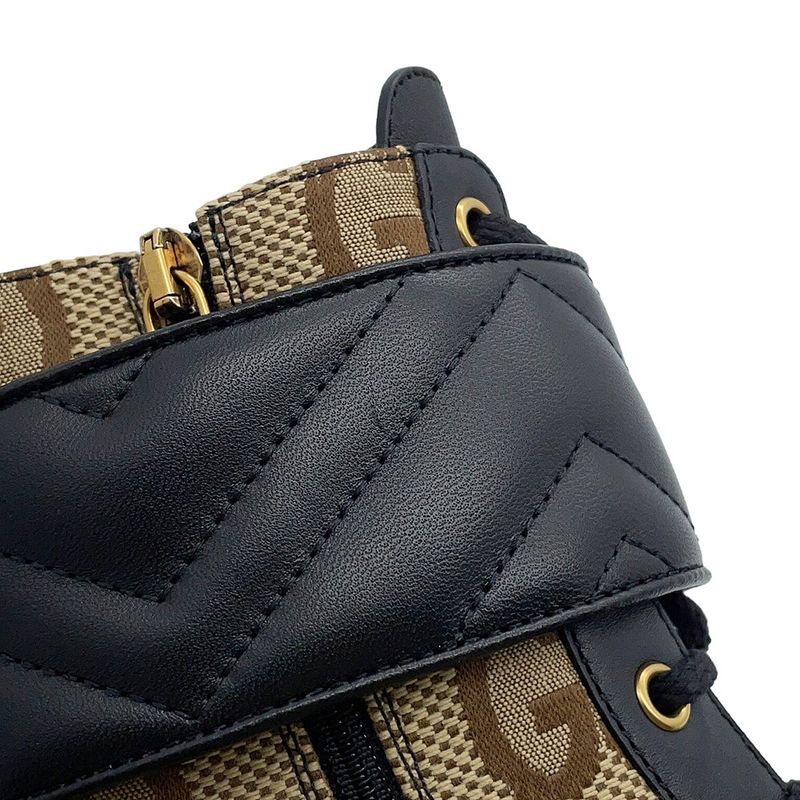 Gucci Boots Jumbo GG Marmont Ankle Leather Canvas 34.5