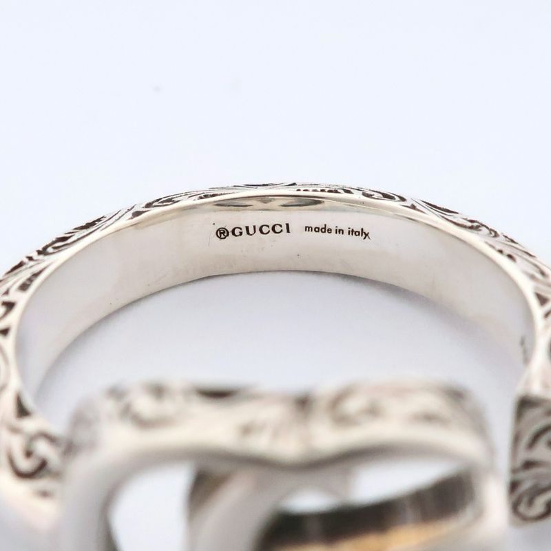 GUCCI Double G Key-ring 627760 J8400 0701 Silver-925 No 13 Women's 5.6g Ring
