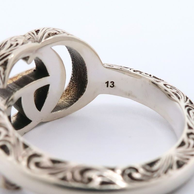 GUCCI Double G Key-ring 627760 J8400 0701 Silver-925 No 13 Women's 5.6g Ring
