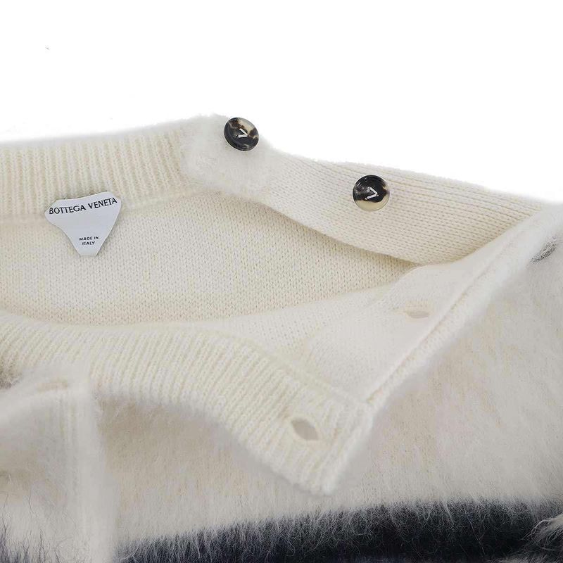 BOTTEGA VENETA Border Mohair Wool Knit Seter 757828 V2m90 White X Navy - M