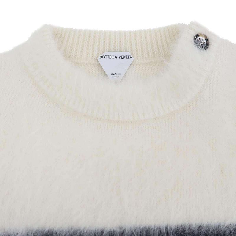 BOTTEGA VENETA Border Mohair Wool Knit Seter 757828 V2m90 White X Navy - M
