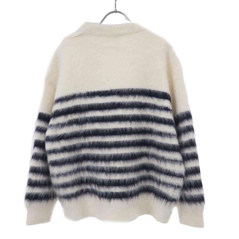 BOTTEGA VENETA Border Mohair Wool Knit Seter 757828 V2m90 White X Navy - M