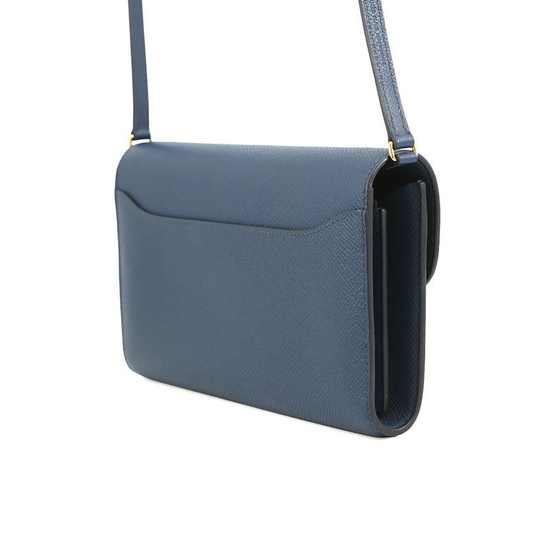 Hermes Wallet Constance to Go Sangle Cordage Deep Blue Gold Epsom