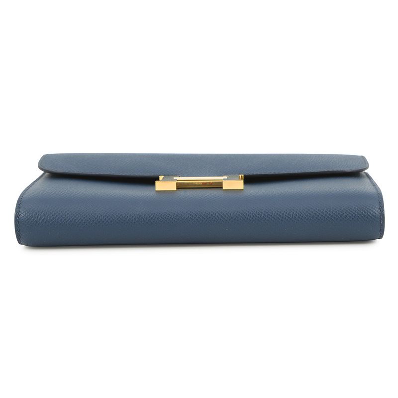 Hermes Wallet Constance to Go Sangle Cordage Deep Blue Gold Epsom