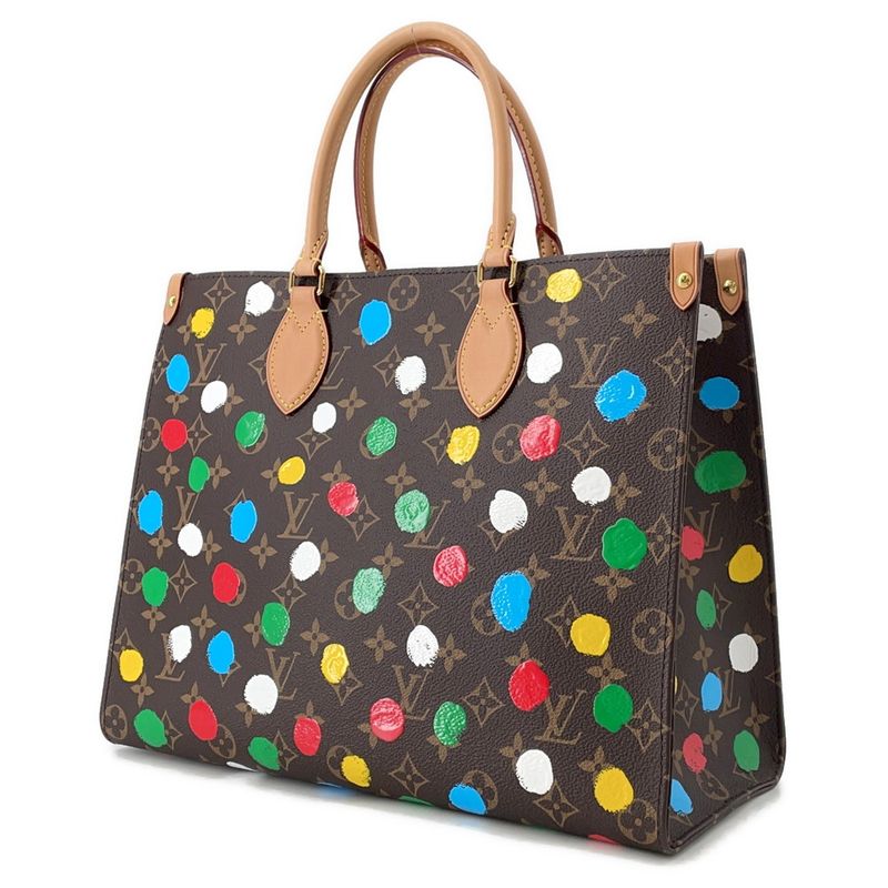 Louis Vuitton Tote Monogram Painted Dot LV YK on the Go MM 2-Way