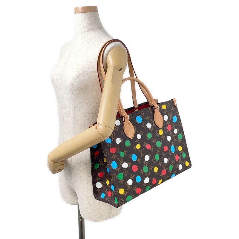 Louis Vuitton Tote Monogram Painted Dot LV YK on the Go MM 2-Way