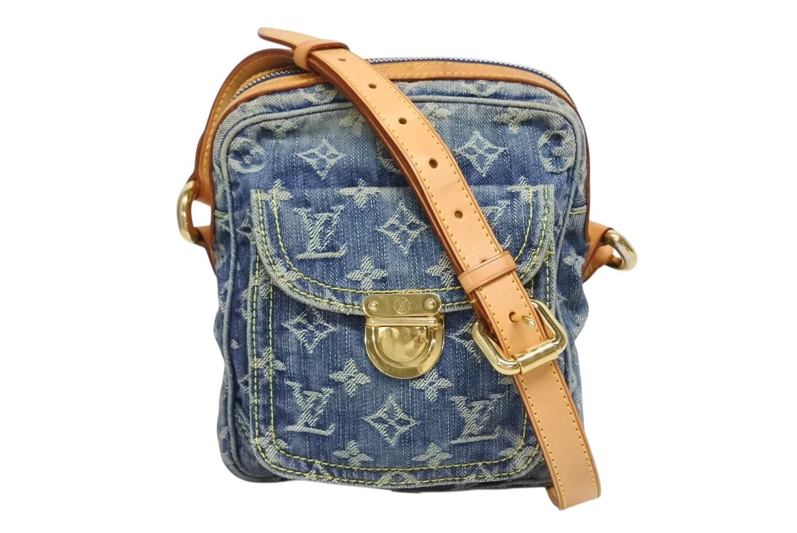 Louis Vuitton Camera Bag Monogram Denim Indigo Blue Gold