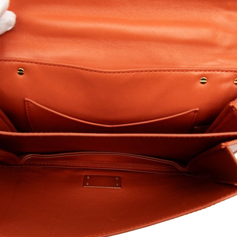 BOTTEGA VENETA Mount Chain Handbag Shoulder Bag 2WAY Orange Leather Ladies