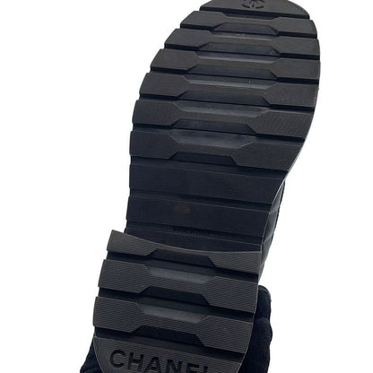 Chanel Short Boots Quilted CC Logo Lace Up Leather 35