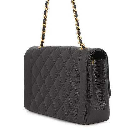 Chanel Chain Shoulder Bag Quilted 25 CC Logo Diana Caviar Leather