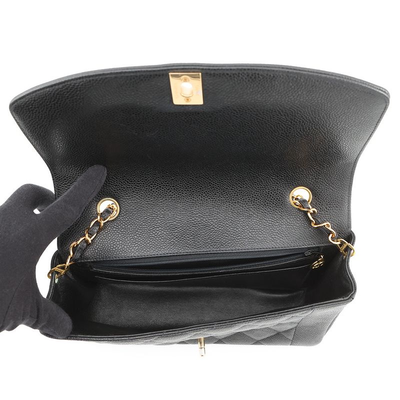 Chanel Chain Shoulder Bag Quilted 25 CC Logo Diana Caviar Leather