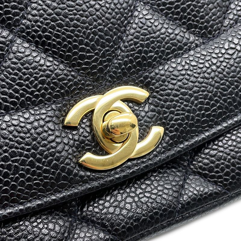 Chanel Chain Shoulder Bag Quilted 25 CC Logo Diana Caviar Leather