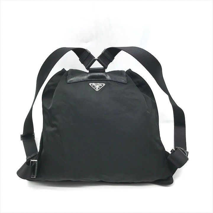 Prada Triangle Logo Nylon Tessuto Backpack Pack Black
