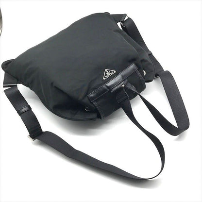 Prada Triangle Logo Nylon Tessuto Backpack Pack Black