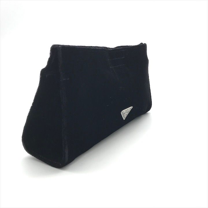 Prada Velour Pouch Black Clutch
