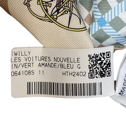 Unused HERMES LES Voitures Nouvelle Twilly Silk Scarf Blue X Multicolor Ladies