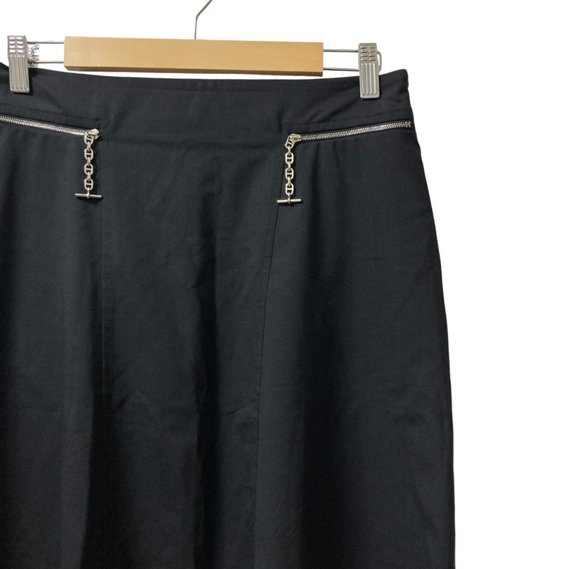 HERMES Chaine D'ancre Hardware Wool Skirt Size 38 Black Women's Used