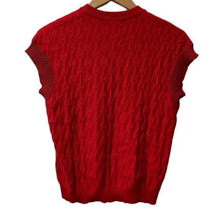HERMES Chaine D'ancre Jacquard Cashmere Sleeveless Knit Sweater Vest Size 38