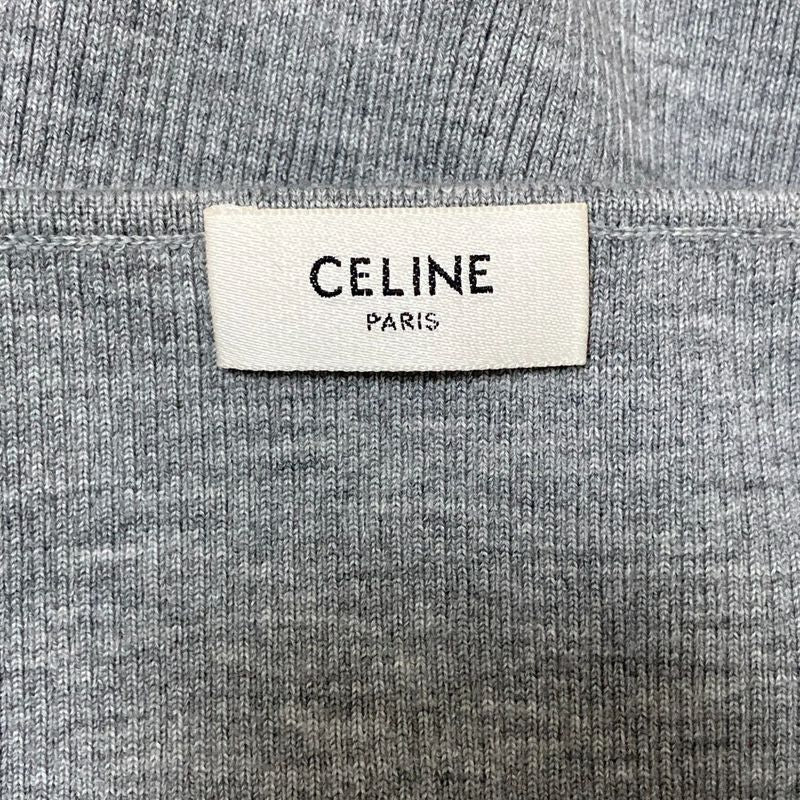 CELINE Rib Knit Cropped Cardigan 2a67s2337p Size S Gray Ladies Used