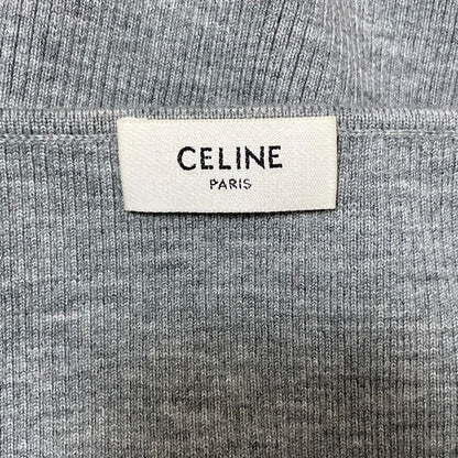CELINE Rib Knit Cropped Cardigan 2a67s2337p Size S Gray Ladies Used