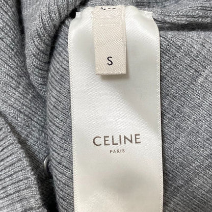 CELINE Rib Knit Cropped Cardigan 2a67s2337p Size S Gray Ladies Used