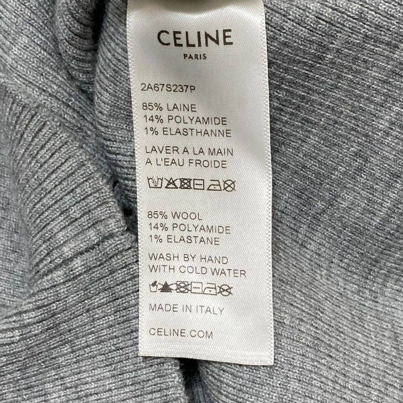 CELINE Rib Knit Cropped Cardigan 2a67s2337p Size S Gray Ladies Used