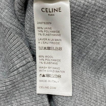 CELINE Rib Knit Cropped Cardigan 2a67s2337p Size S Gray Ladies Used