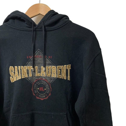 Saint Laurent Paris University Print Sweat Parka - 673412 Size S Black Men's
